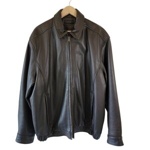 ROUNDTREE & YORKE Men's Genuine Lamb Skin Leather Jacket Sz XL Brown Full-Zip